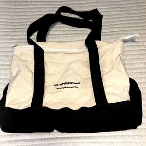 AT&T GigaPower Cream and Black Canvas Tote Bag With Zippered Shoe Storage